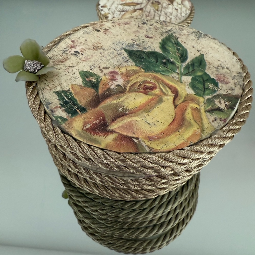 Floral Decorative Box with Rope Detail